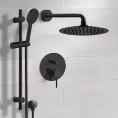 Matte Black Rain Shower System with Handheld, Rain Shower Head, Shower Faucet Set